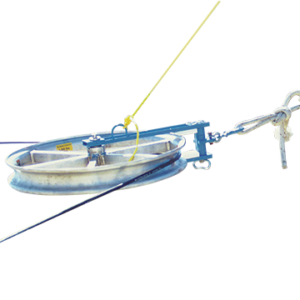 Polea aérea para cable de fibra óptica